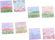 KALLORY 8pcs Landscape Message Sticker Strips Scrapbooking Message Pads Sticky Tearable Adhesive Memo Memo Sticker Adhesive Label Landscape to-do List Paper Note Pads Paper