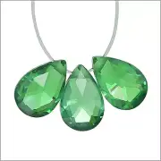 4 Cubic Zirconia Flat Pear Briolette Beads 6x9mm Emerald Green #64990