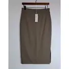 M&S Ribbed Knit Midi Skirt NEW Size 8 R Mocha Soft Stretchy Jersey Side Split