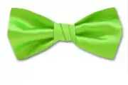 Boy's Lime Green Solid Satin Pre-Tied Bowtie for Schools - Weddings- NWT
