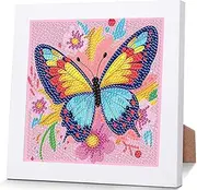 BXXRBX Butterfly Diamond Art Painting Kits with Frame- Animals Diamond Painting Kits with Frame, Butterfly Gem Painting Kit as a Home Wall Decoration Gift 7x7 Inch