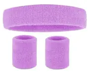 Sweatbands Headband Wristband Set, Sweatbands for Women, Workout Light Purple