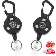 2-Pack Retractable Keychain - Heavy Duty Badge Holder, Retractable ID Badge Reel