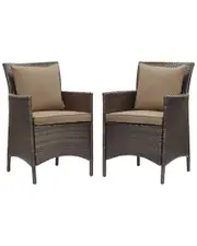 Modway Conduit Set of 2 Outdoor Patio Wicker Rattan Dining Armchair