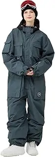 [JELEUON] Women Waterproof Ski Suit Waterproof Insulated Jumpsuit Overalls Loose Fit Winter Snowsuits for Outdoor Sports