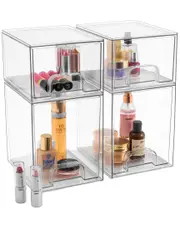 Sorbus Set of 4 Acrylic Pull-Out Storage Containers For Makeup