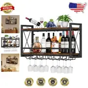 Stylish Wall-Mounted Wine Shelf with Glass Holder for Modern Dining Spaces