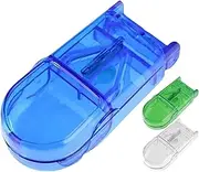 3 Pieces Pill Cutters with Dispenser, Medicine Tablet Organizer Storage Box with Blade, Multipurpose Pill Splitter Tool for Outdoors Travel, Portable Pill Cutter for Small and Large Pills