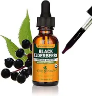 Herb Pharm Certified Organic Alcohol Free Black Elderberry Glycerite for the Immune System, 1 Ounce