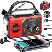 Crank Radio, Emergency Radio with 30000 mAh Battery, AM/FM Solar Radio, Hand Crank Blackout Emergency Equipment with 3 Modes LED Torch, Reading Lamp, SOS Alarm, Compass for Camping, Ourdoor, Emergency
