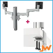 Atdec AWMS-2-4640 Dual Monitor Arms FClamp - Silver