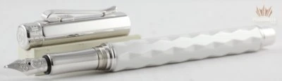 CARAN DACHE VARIUS CERAMIC WHITE WITH SILVER PLATED FOUNTAIN PEN SUBLIME DESIGN!