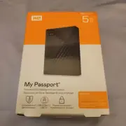WD My Passport - 5TB - USB 3.2 Gen 1 External Portable Hard Drive - Black - NEW