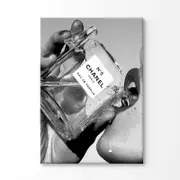 Black And White Drinking Fashion Bottle Print 100% Australian Made 75x50cm (Stretched Canvas)