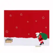 Set of 6 Christmas Holiday Red Santa Placemat ,Embroidered Plaid Design