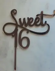 SWEET 16 BIRTHDAY MIRROR CAKE TOPPER | 16TH ROSE GOLD SILVER BLACK