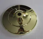 OLD STOCK-NEW 5" OD STAMPED BRASS PLATED STEEL VASE CAP, LAMP PART