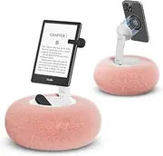 SupeDesk Magnetic Phone Pillow Stand, Adjustable Phone Holder for Bed,Lap,Desk, Cozy Pillow Holder with Bowl and Suction Cup, Compatible with 3.5-7" iPhone,E-Reader, Kindle, Pink