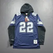 100% Authentic Emmitt Smith Mitchell Ness 1996 Dallas Cowboys Hoodie Jersey L 44