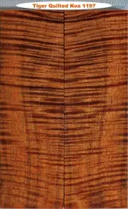 Stabilized Shimmering Koa Tiger Curl knife scales #1197, 7 1/16" x 2 1/4" x 3/8"