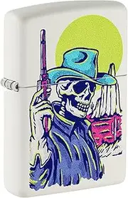 Zippo Cowboy Skull Design Lighter, White Matte