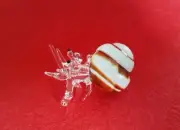 Glass Hermit Seashell Crab Figurine Hand Blown Decor Art Craft Brown Small 2"