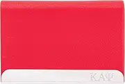 [Desert Cactus] Kappa Alpha Psi Business Card Holder Fraternity KAP Divine 9 D9 Stainless Steel Metal with Magnetic Closure and Laser Engraving (Red Faux Leather), Red, Traditional