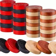 48 Pcs Wooden Checker Pieces with Stackable Ridge In Drawstring Storage Pouch