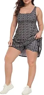 [HDE] Womens Plus Size Tennis Athletic Workout Dress with Built-in Shorts & Bra