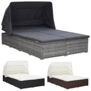 2-Person Patio Sunbed Sunlounger with Cushion Poly Rattan Multi Colours vidaXL