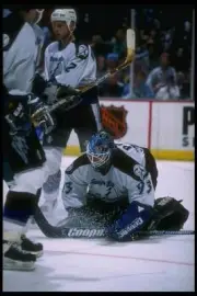 Goaltender Daren Puppa Tampa Bay Lightning looks on the Anaheim Mi- Old Photo