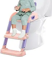 Toddler Toilet Seat, 2-in-1 Foldable Potty Training Seat with Step Stool Ladder, PP Anti-Slip Pad, Safe Bathroom Accessories, for Kids 6 Months to 10 Years, Portable, Easy to Use