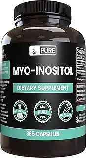 100% Pure Myo-Inositol 365 Capsules | 3 Month Supply | No Additives or Magnesium Stearate Fillers | All-Natural | Vegetarian | 1,860mg Undiluted Vitamin B8 Myo-Inositol Powder | Made in USA
