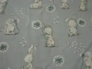 Bunnies Dandelions Blue Flannelette Cotton Fitted Cot Sheet Handmade