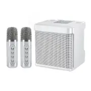 Wireless Bluetooth Speaker KTV Home Karaoke Singing Machine with Dual Microphones-White