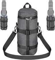 NEEWER Camera Lens Pouch for 5.7"x12.4"/144x315mm DSLR Mirrorless Camera Lens, Water Repellent Thicker Expandable Protective Case Bag with Lockable Opening Zippers, Shoulder Strap, Rear Buckle, PB012