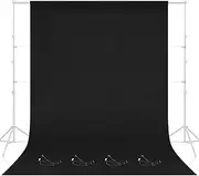 EMART 6x9ft/1.8x2.8m Black Backdrop for Photography, Photo Background Screen for Video Studio, Photoshoot, Live Streaming, Zoom, 4 Clips Included