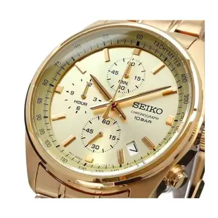 SEIKO 精工 紳士風三眼計時錶 SSB382P1金 中性錶 男錶 【Watch On-line Store】