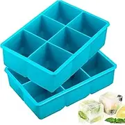 Webake Extra Large Square Ice Cube Tray Molds 5cm Cubes, 2-Pack 6 Giant Ice Cubes Flexible Silicone Ice Maker for Whiskey, BPA Free, Easy Release