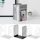 Hollow Metal Bookends Sturdy Desktop Bookshelf Magazine Storage Rack Students