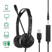 PC Wired Business Headphones USB 3.5mm Jack Comfortable Headset With Noise Cancelling Mic For PC Laptop Mac Computer