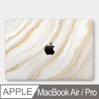 在飛比找PChome24h購物優惠-白色仿金色紋路大理石 MacBook Air / Pro 防