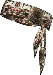 Farmhouse Christmas Parrern Sports Strap Double-Sided Headscarf Men's Bow Tie Sports Headscarf Running Yoga Exercise Headband