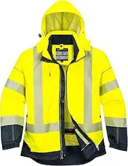 Portwest T403 Mens PW3 Hi-Vis Breathable Waterproof Reflective Work Safety Jacket Yellow/Navy, 4X-Large