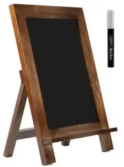 Wooden Framed Standing Chalkboard Sign (Rustic Brown) + Includes White Chalk ...