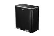 60L Pedal Recycling Bin Dustbin Kitchen Rubbish Bins Waste Garbage Trash Can with Dual Compartments Black
