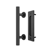 Rolltrak Matte Black Barn Door Pull Handle Set