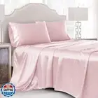 Cobedzy 3 Pcs Blush Pink Satin Sheets Twin Size Soft Silky Satin Bedding Shee