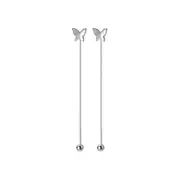 ANYCO Fashion Earrings Silver 925 Sterling Sweet Romantic Butterfly Tassel Ear Line Drop for Women Jewelry Gift