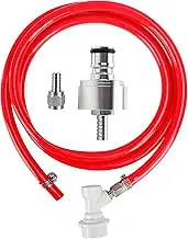 Hgkeke 5.5ft 5/16 Co2 Gas Line Tubing for Kegerator Assembly with stainless steel carbonator cap carbonation cap for soda bottle, Ball Gas Lock Draft beer Red Hose kit for Homebrew
